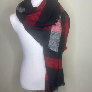 Maurices Red and Black Checkered Scarf